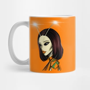 Bug kawaii lady ecopop art in orange Mug